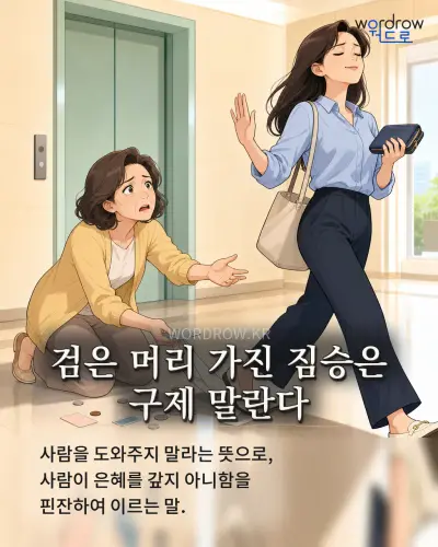 한국어 속담 “검은 머리 가진 짐승은 구제 말란다” 1컷 일러스트