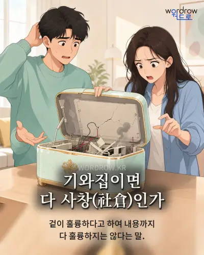 한국어 속담 “기와집이면 다 사창인가” 1컷 일러스트
