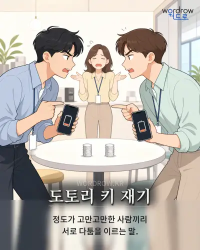 한국어 속담 “도토리 키 재기” 1컷 일러스트