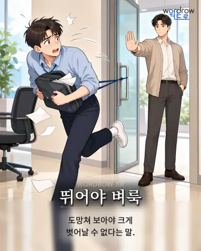 한국어 속담 “뛰어야 벼룩” 1컷 일러스트