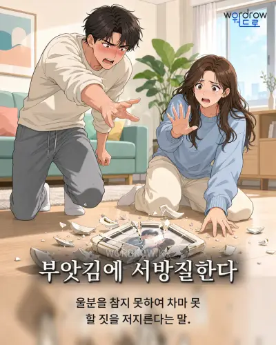 한국어 속담 “부앗김에 서방질한다” 1컷 일러스트