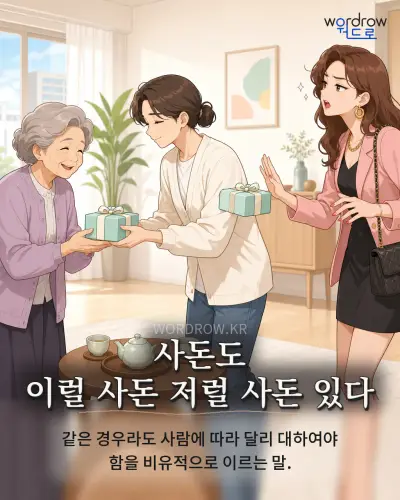 한국어 속담 “사돈도 이럴 사돈 저럴 사돈 있다” 1컷 일러스트