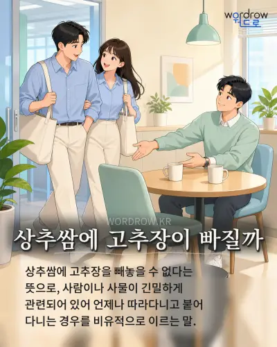 한국어 속담 “상추쌈에 고추장이 빠질까” 1컷 일러스트