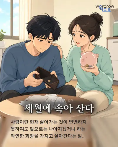 한국어 속담 “세월에 속아 산다” 1컷 일러스트