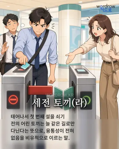 한국어 속담 “세전 토끼(라)” 1컷 일러스트