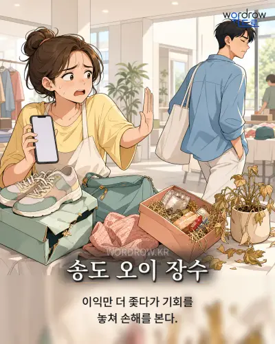 한국어 속담 “송도 오이 장수” 1컷 일러스트