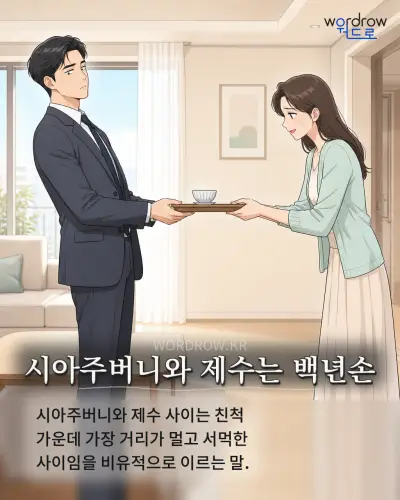 한국어 속담 “시아주버니와 제수는 백년손” 1컷 일러스트