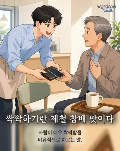 한국어 속담 “싹싹하기란 제철 참배 맛이다” 1컷 일러스트
