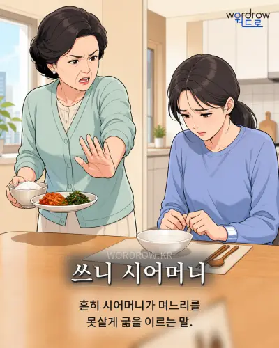 한국어 속담 “쓰니 시어머니” 1컷 일러스트