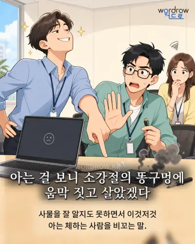 한국어 속담 “아는 걸 보니 소강절의 똥구멍에 움막 짓고 살았겠다” 1컷 일러스트