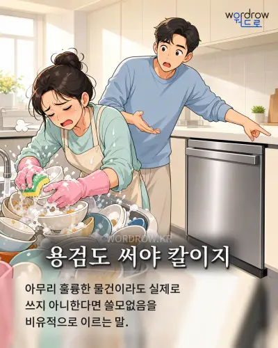 한국어 속담 “용검도 써야 칼이지” 1컷 일러스트