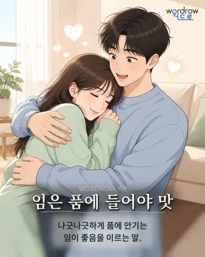 한국어 속담 “임은 품에 들어야 맛” 1컷 일러스트