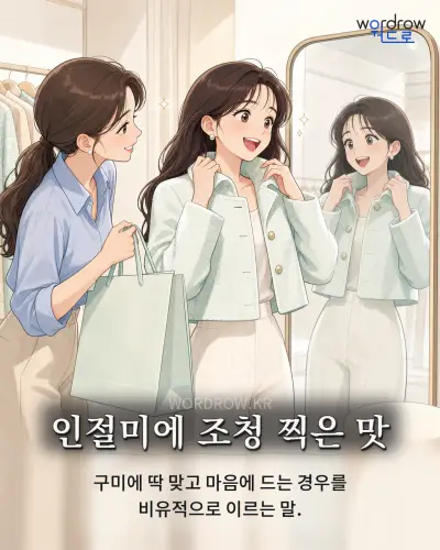 한국어 속담 “인절미에 조청 찍은 맛”를 한 장면으로 담은 1컷 일러스트