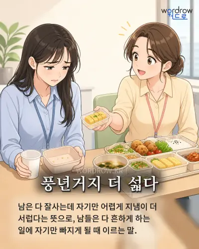 한국어 속담 “풍년거지 더 섧다” 1컷 일러스트