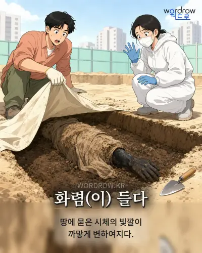 한국어 속담 “화렴(이) 들다” 1컷 일러스트