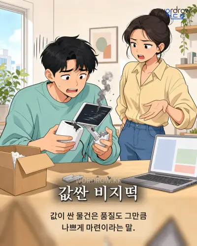 한국어 속담 “값싼 비지떡” 1컷 일러스트