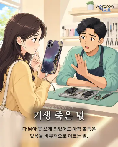 한국어 속담 “기생 죽은 넋” 1컷 일러스트