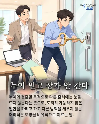 한국어 속담 “누이 믿고 장가 안 간다” 1컷 일러스트