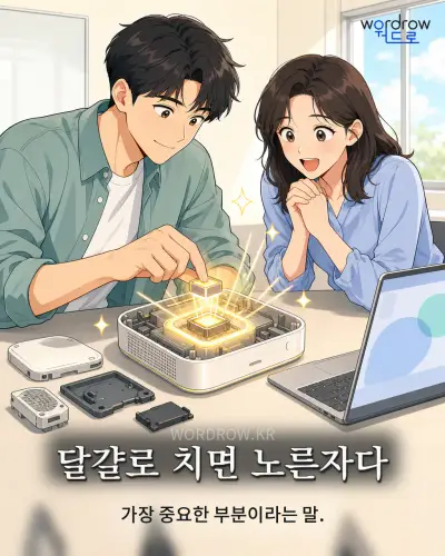 한국어 속담 “달걀로 치면 노른자다” 1컷 일러스트