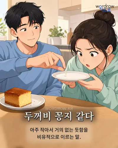 한국어 속담 “두꺼비 꽁지 같다” 1컷 일러스트