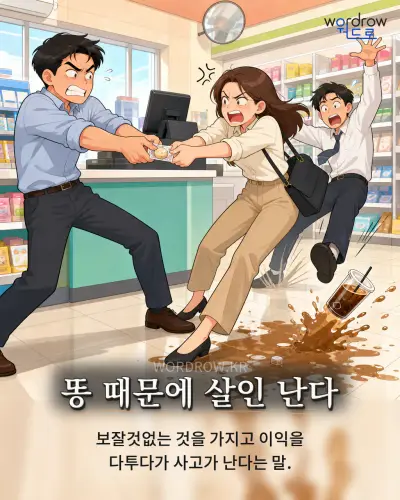 한국어 속담 “똥 때문에 살인 난다” 1컷 일러스트