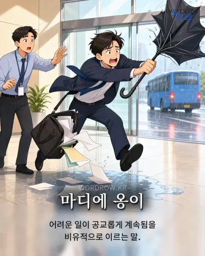 한국어 속담 “마디에 옹이” 1컷 일러스트