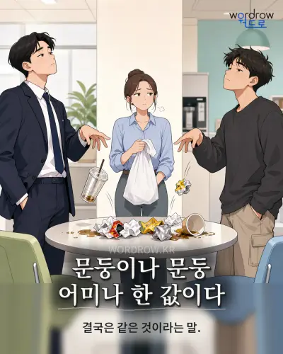 한국어 속담 “문둥이나 문둥 어미나 한 값이다” 1컷 일러스트