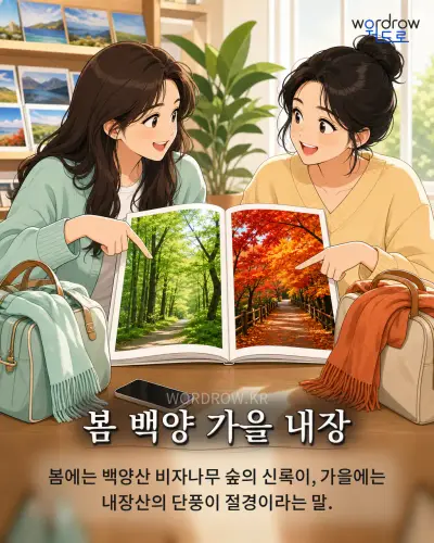 한국어 속담 “봄 백양 가을 내장” 1컷 일러스트