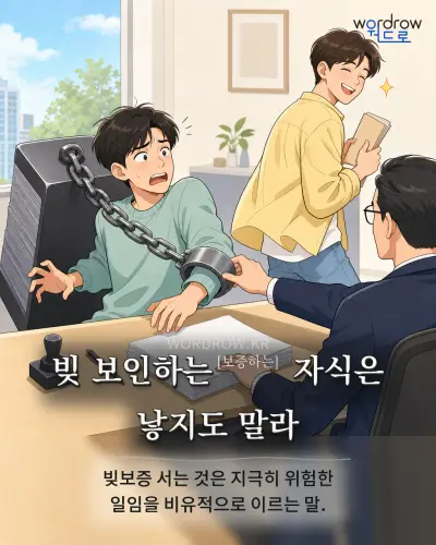 한국어 속담 “빚 보인하는 자식은 낳지도 말라” 1컷 일러스트
