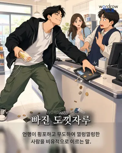 한국어 속담 “빠진 도낏자루” 1컷 일러스트