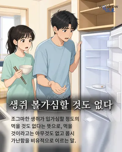 한국어 속담 “생쥐 볼가심할 것도 없다” 1컷 일러스트