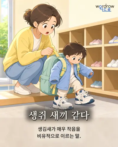 한국어 속담 “생쥐 새끼 같다” 1컷 일러스트