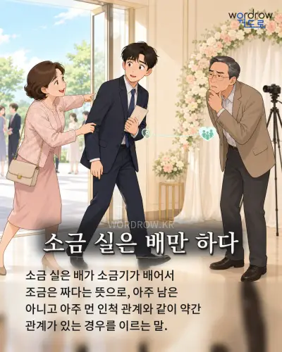 한국어 속담 “소금 실은 배만 하다” 1컷 일러스트