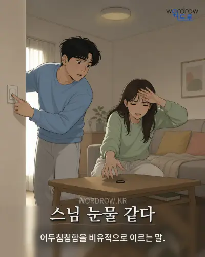 한국어 속담 “스님 눈물 같다” 1컷 일러스트