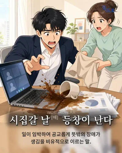 한국어 속담 “시집갈 날 등창이 난다” 1컷 일러스트
