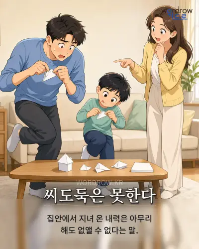 한국어 속담 “씨도둑은 못한다” 1컷 일러스트