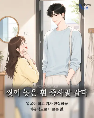 한국어 속담 “씻어 놓은 흰 죽사발 같다” 1컷 일러스트