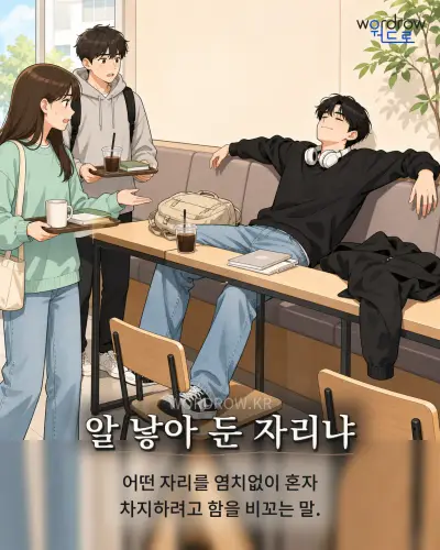 한국어 속담 “알 낳아 둔 자리냐” 1컷 일러스트