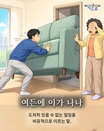 한국어 속담 “여든에 이가 나나” 1컷 일러스트