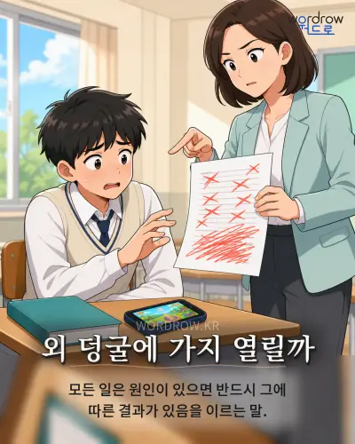 한국어 속담 “외 덩굴에 가지 열릴까” 1컷 일러스트