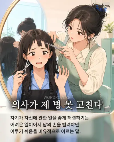 한국어 속담 “의사가 제 병 못 고친다” 1컷 일러스트