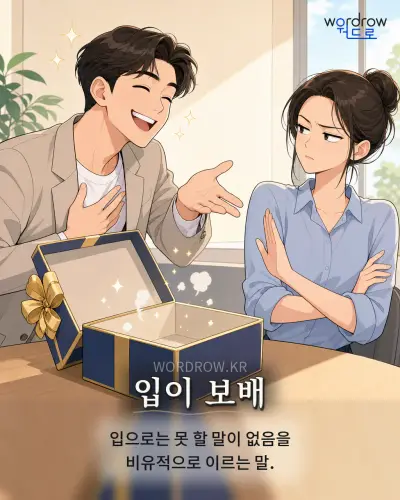 한국어 속담 “입이 보배” 1컷 일러스트