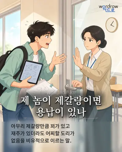 한국어 속담 “제 놈이 제갈량이면 용납이 있나” 1컷 일러스트