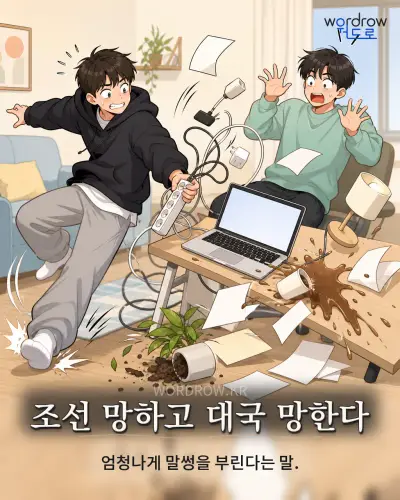 한국어 속담 “조선 망하고 대국 망한다” 1컷 일러스트