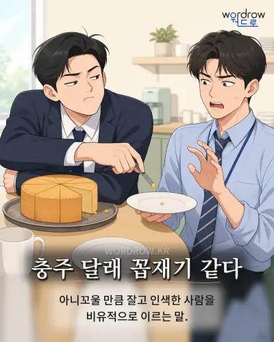 한국어 속담 “충주 달래 꼽재기 같다” 1컷 일러스트