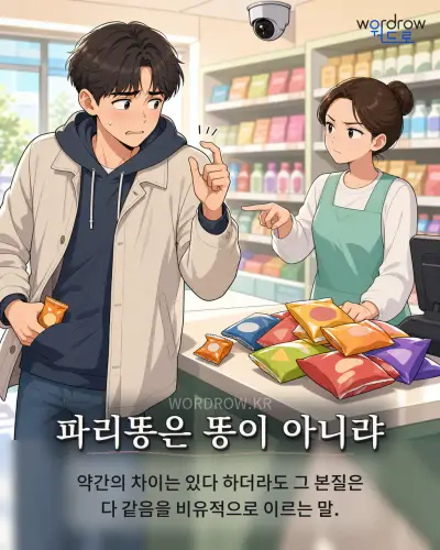 한국어 속담 “파리똥은 똥이 아니랴” 1컷 일러스트