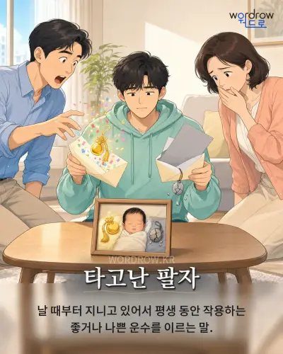 한국어 속담 “타고난 팔자” 1컷 일러스트