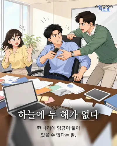 한국어 속담 “하늘에 두 해가 없다” 1컷 일러스트