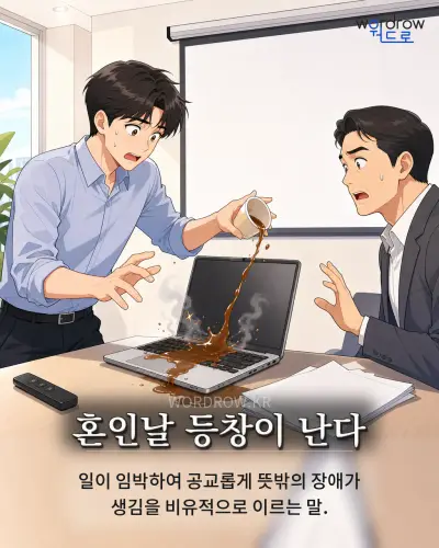 한국어 속담 “혼인날 등창이 난다” 1컷 일러스트