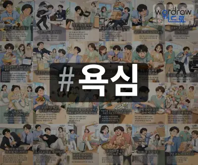 #욕심 속담을 한눈에 담은 태그 일러스트